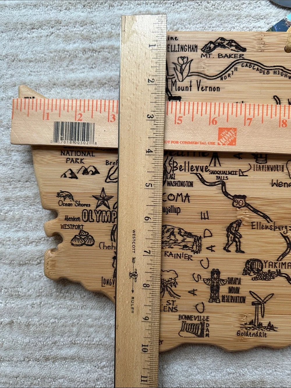 Totally Bamboo Destination Washington State State-Shaped Serving Cutting Board
